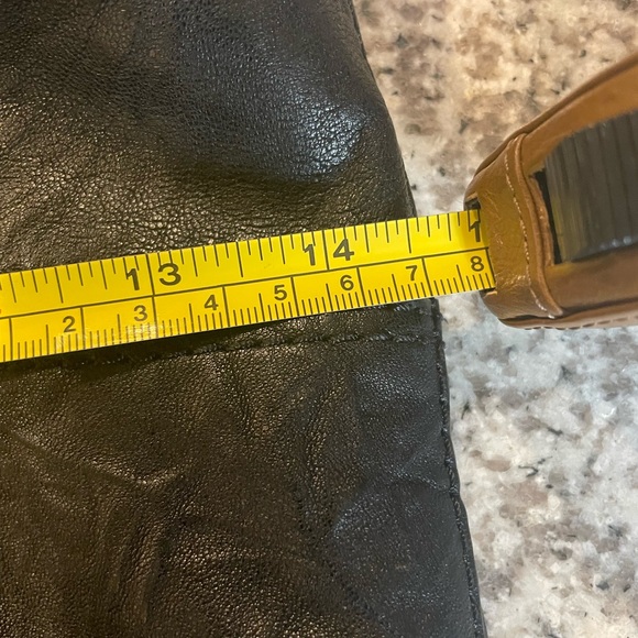 Vintage Y2K Lucky Bag Rockin Ruffle Black Lamb Leather Shoulder Tote Floral Line - Picture 5 of 13